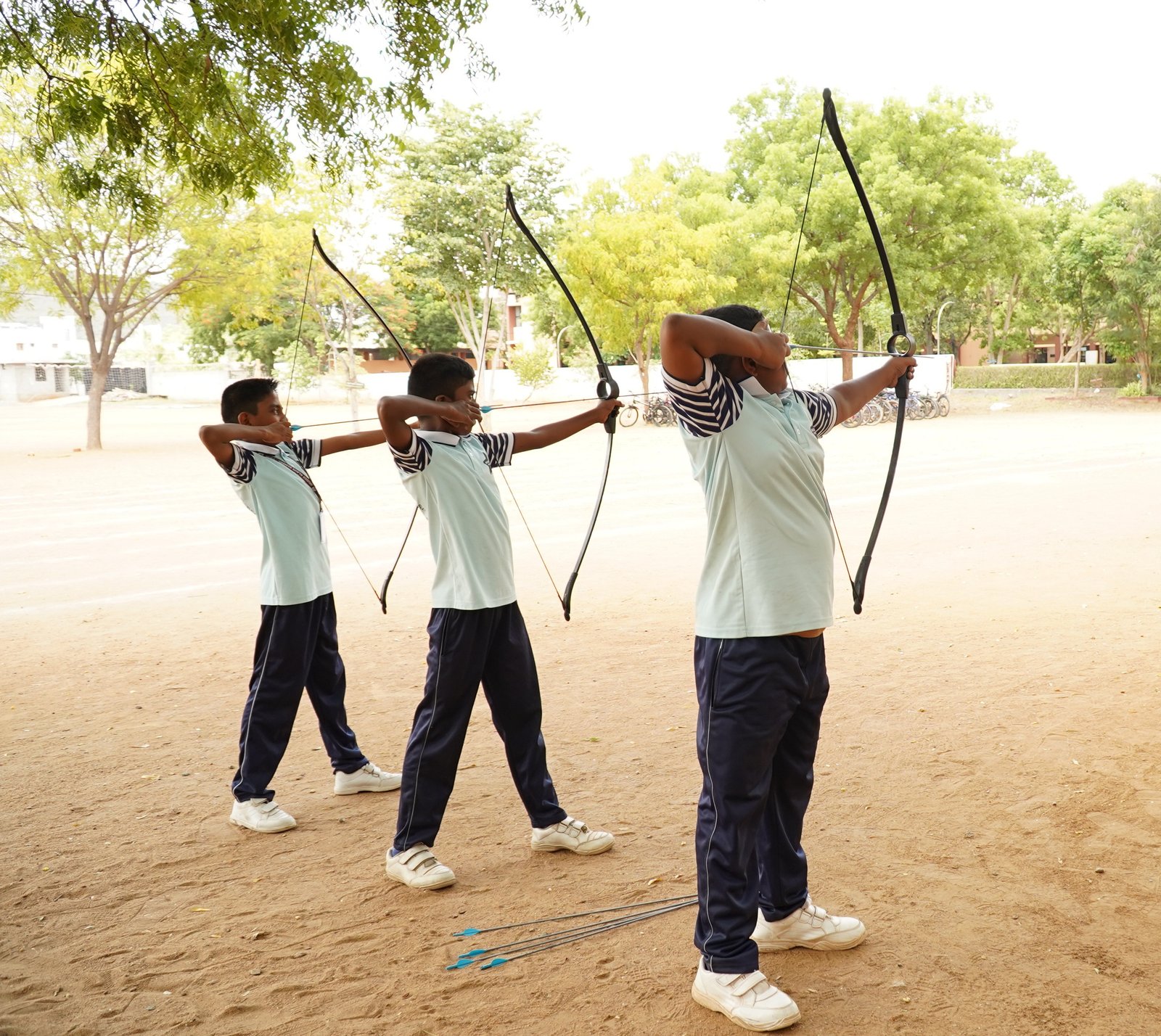 Students participating in archery